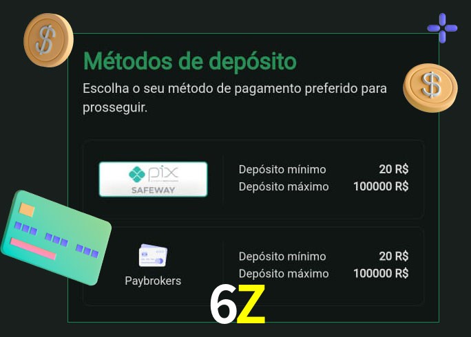 O cassino 6Z oferece uma grande variedade de métodos de pagamento